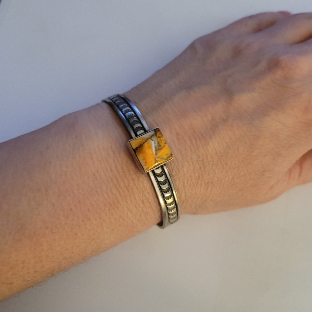 Navajo SS Cuff w/Bumble Bee Jasper by: Rick Enriquez